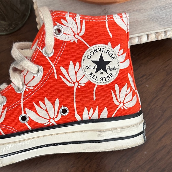 Converse Orange Floral High-Tops - Picture 2 of 4